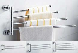 Barre de serviette en acier inoxydable rotation de salle de bain rond de serviette de serviette murale accessoire accessoire de matériel de support poli 6530911