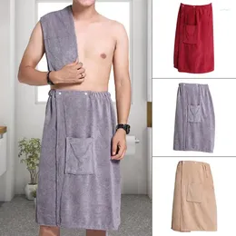Serviette de bain pour hommes, Robe de douche portable avec poche, Super absorbante, conception de lanière à ourlet, broderie douce et confortable