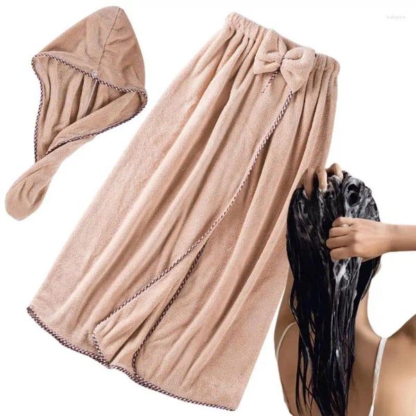 Toalla de baño para mujer, bata de baño ajustable, Spa de ducha con pelo, camisón cómodo súper absorbente para el hogar