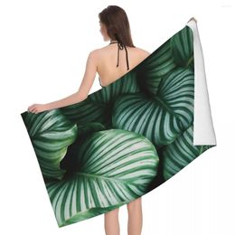 Serviette de bain avec belles plantes vertes tropicales, 80x130cm, imprimée de couleurs vives, pour piscine, cadeau de mariage