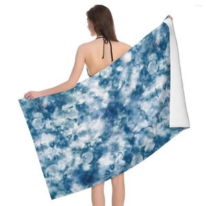 Handdoek blauwe inkt tie-dye strandlakens zwembad groot zand gratis microvezel sneldrogend lichtgewicht badzwemmen