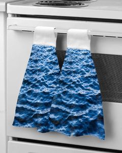 Serviette bleu merde de mer paysage paysage à main ménage absorbant cuisine paresseux rag essuyer microfibre