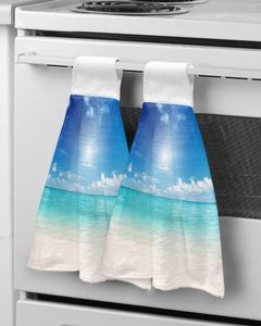 Serviette bleue bord de mer plage nuages main tissu microfibre suspendu pour salle de bain cuisine séchage rapide