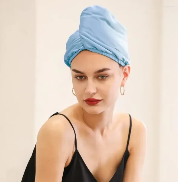 Gorro de toalla para secar el cabello largo para niñas, gorro de seda rápido absorbente, envoltura de satén Ultra para mujer