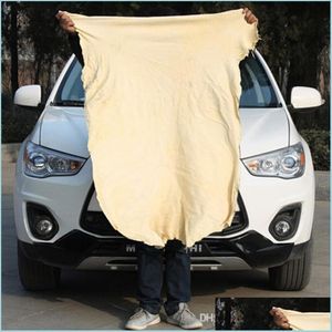 Soins des serviettes Extra Large Serviette Voiture Séchage Naturel Chamois 45X55Cm Environ Nettoyage En Peau De Cerf Cham Tissu En Cuir Véritable Livraison Directe 20 Dhlq8