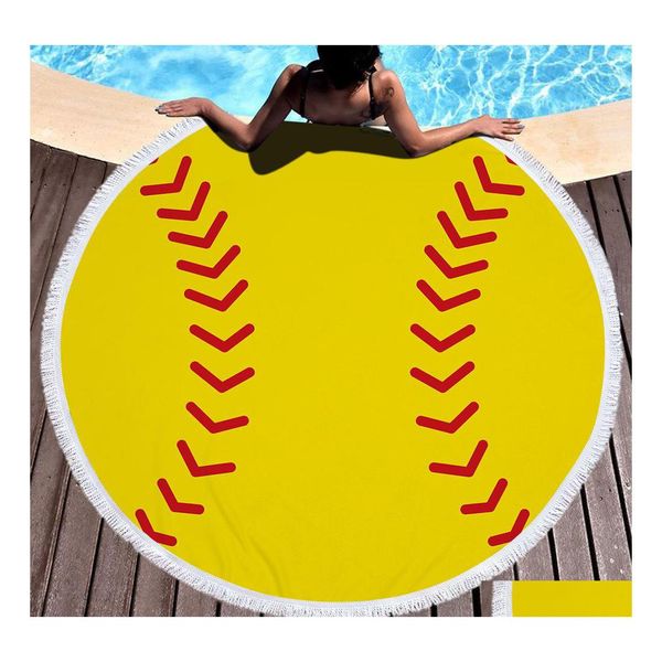 Carpets de serviette ronde Tassel Baseball Softball Beach Taille Microfibre Volleyball Basket Bath Bath Bath Yoga Mat 150cm Inventaire Dro DHG7B