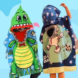 Handdoek Cartoon Kind Kid Kapmantel Baby Badjas Baby Badjas Katoen Jongen Meisje Strand Dinosaurus Cape geboren Wrap Deken 230625