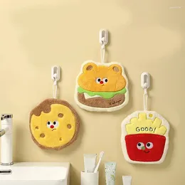 Handdoek Cartoon Voedsel Hand Zacht Absorberend Koraal Fluweel Multifunctionele Friet Hamburger Badhanddoeken Met Hanger