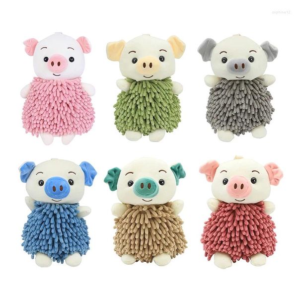 Toalla chenille colgante dibujos animados lindo piggy suave muñeca a mano toallitas súper absorbentes accesorios de cocina athroom