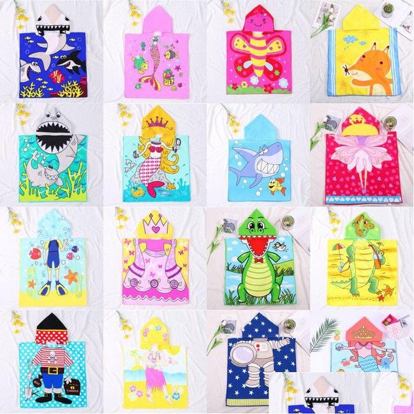 Toalla para niños con capucha, baño de playa, estampado de dibujos animados, superabsorbente para niños de 1 a 6 años, piscina, natación, Erups, Poncho, capa, entrega a domicilio, Garde Dheby