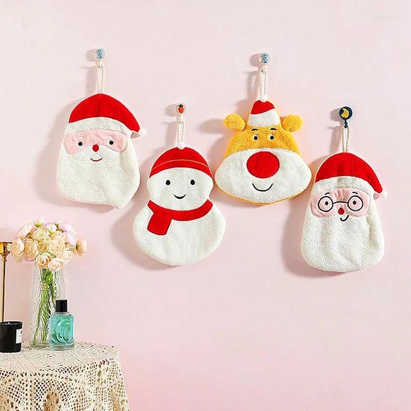 Toalla navideña Toallas de terciopelo de terciopelo de coral lindo dibujos animados santa claus muñeco de nieve productos de baño absorbentes suaves decoraciones del hogar