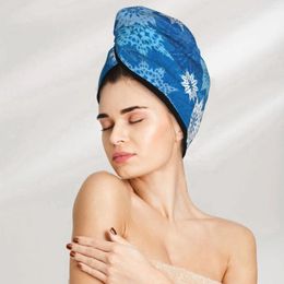 Handdoek kerstsneeuw achtergrond Haar Bad Tulband Wrap Snel droog voor drogen vrouwen meisjes badkamer