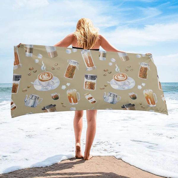 Toalla Taza de café Frijoles Baño Microfibra Viaje Toallas de playa Suave Secado rápido para adultos Estera de yoga