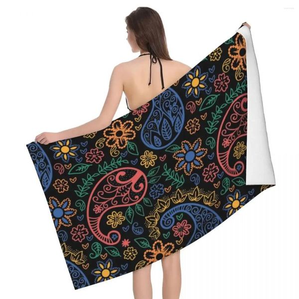 Toalla Color Bandana Paisley Impresión Playa Personalizada Suave Lino Microfibra Toallas de Baño