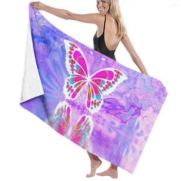 Serviette colorée papillon de maison de salle de bain ménage microfibre solide coiffure séchée rapidement les femmes / homme visage absorbant