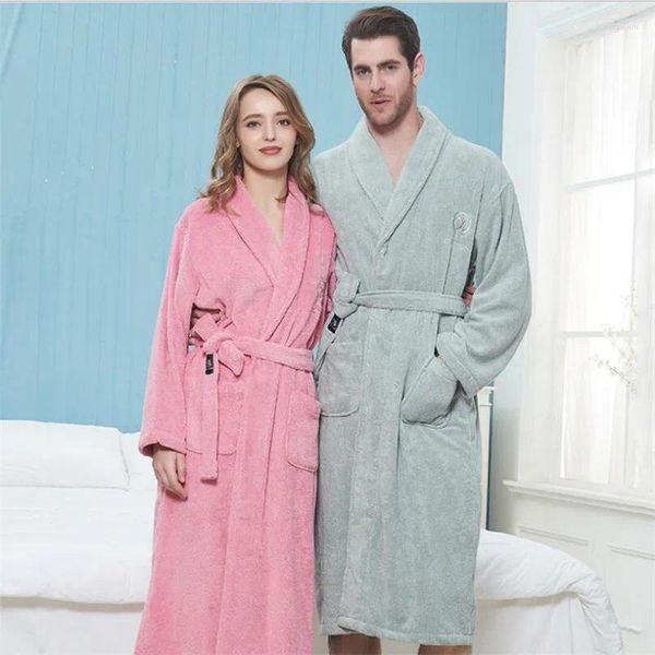 Toalla toalla de algodón de algodón bata de baño terry unisex mujer blando mujeres adultos nightrobe ropa de sueño macho casera casual bañera