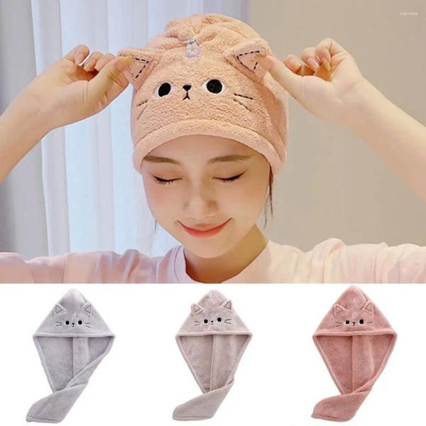 Serviette pratiques mains libres de cheveux secs chapeau de caricot animé motif d'hiver lavage de la tête enveloppe enveloppe de salle de bain outil absorbant