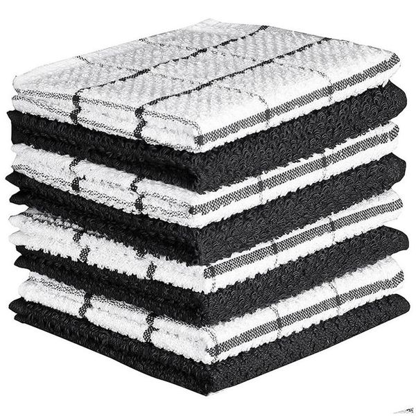 Serviette Coton 30X30Cm / 12X12inch Torchon Doux Super Absorbant Wi Rags Treillis Conçu Salle De Bain Cuisine Thé Bar Serviettes Maison Verre Han Dhjys