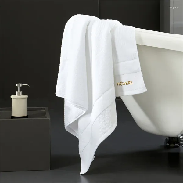 Serviette en coton de salle de bain blanc gant de toilette solide à bande simple lettre broder serviettes de plage grise pour femme home el 80 160cm