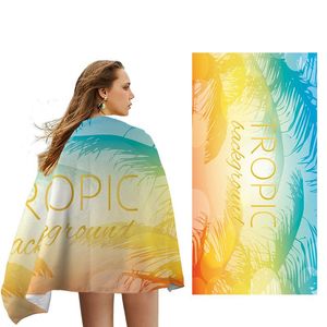 Serviette impression créative plage crème solaire dessin animé lever du soleil paysage Surf vent sec Cape serviettes de salle de bain