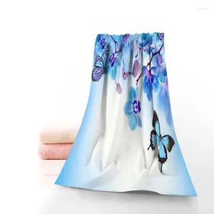 Serviette Fleurs et papillons personnalisés 35x75 cm Sports de fitness Portable Yoga à séchage rapide Microfibre en plein air