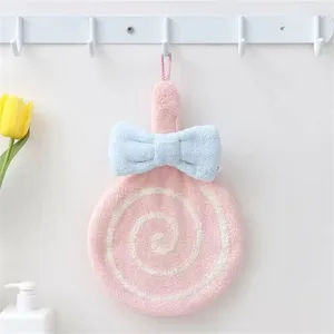 Serviette mignonne de mouchoir de dessin animé, polaire de corail suspendue, épaisse, séchage rapide, microfibre pour salle de bain, douce