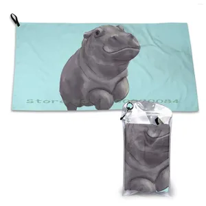 Serviette mignonne peinte bébé hippo nageur-numérique peinture de gym de sport de sport de gym sec rapide zoo Hippopotamus pygmy