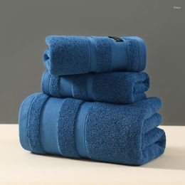 Handdoek Donkerblauw Set 3 stuks Puur Katoen Bad Voor Familie Effen Handdoeken Grote Volwassenen Oranje