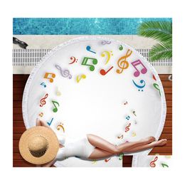 Serviette Impression Numérique Pare-Soleil Serviette De Bain Fibre Superfine Tapis De Yoga Note Serviettes De Plage Circar Originalité Châle De Natation Non Fading 2 Dhlgy