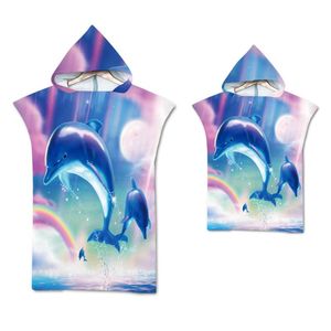 Serviette de bain dauphin adulte serviettes de bain plage microfibre changeant peignoir capes natation à capuche