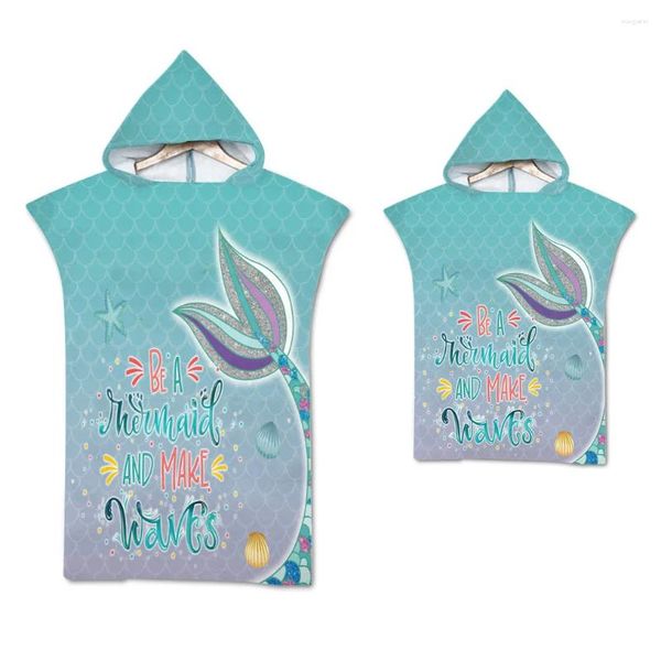 Serviette Drop Poncho Changeant Robe à capuche Microfibre Couverture de plage Bain Natation pour enfants Adultes