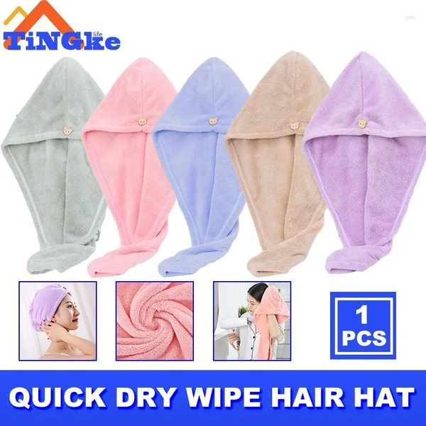Serviette sèche cheveux chapeau femme absorbant rapide lingette longue mignon bonnet de douche accessoires de salle de bain