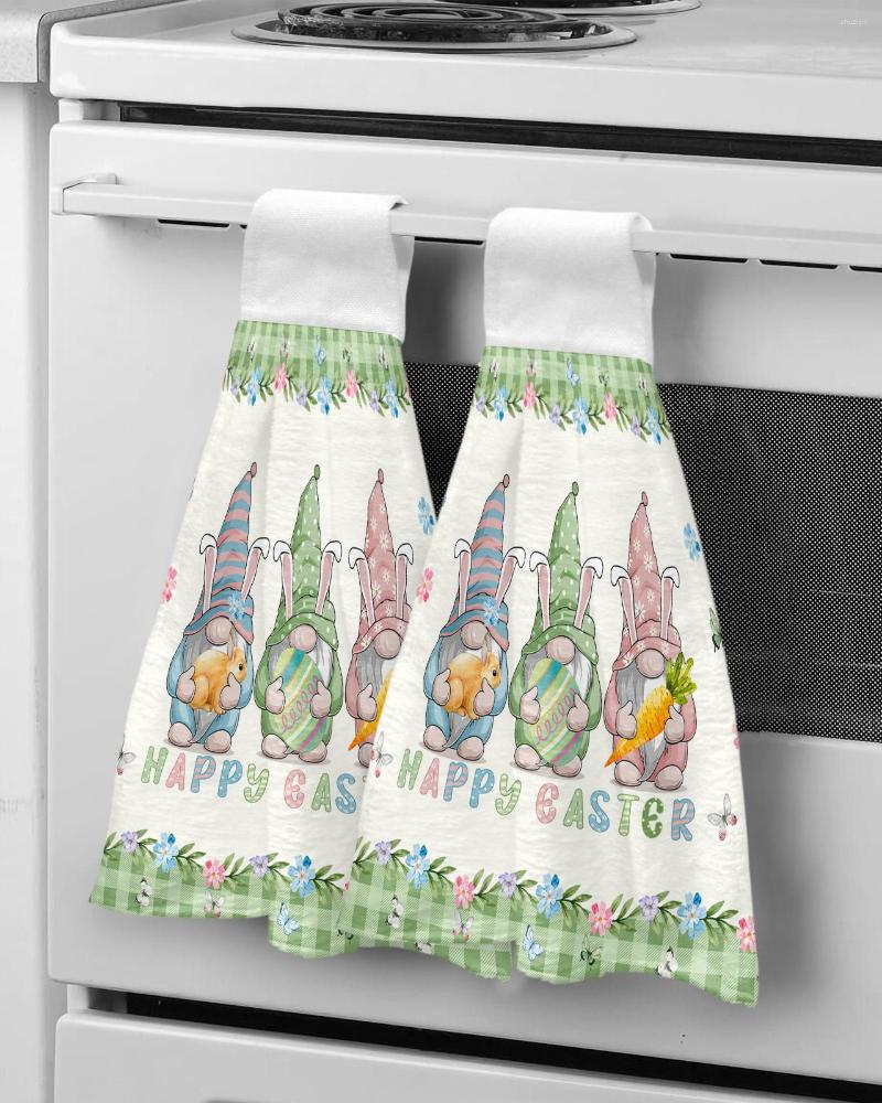 Serviette Pâques Nain Oeuf Fleur Essuie-mains Cuisine Salle De Bains Tissu Suspendu Séchage Rapide Doux Absorbant Microfibre