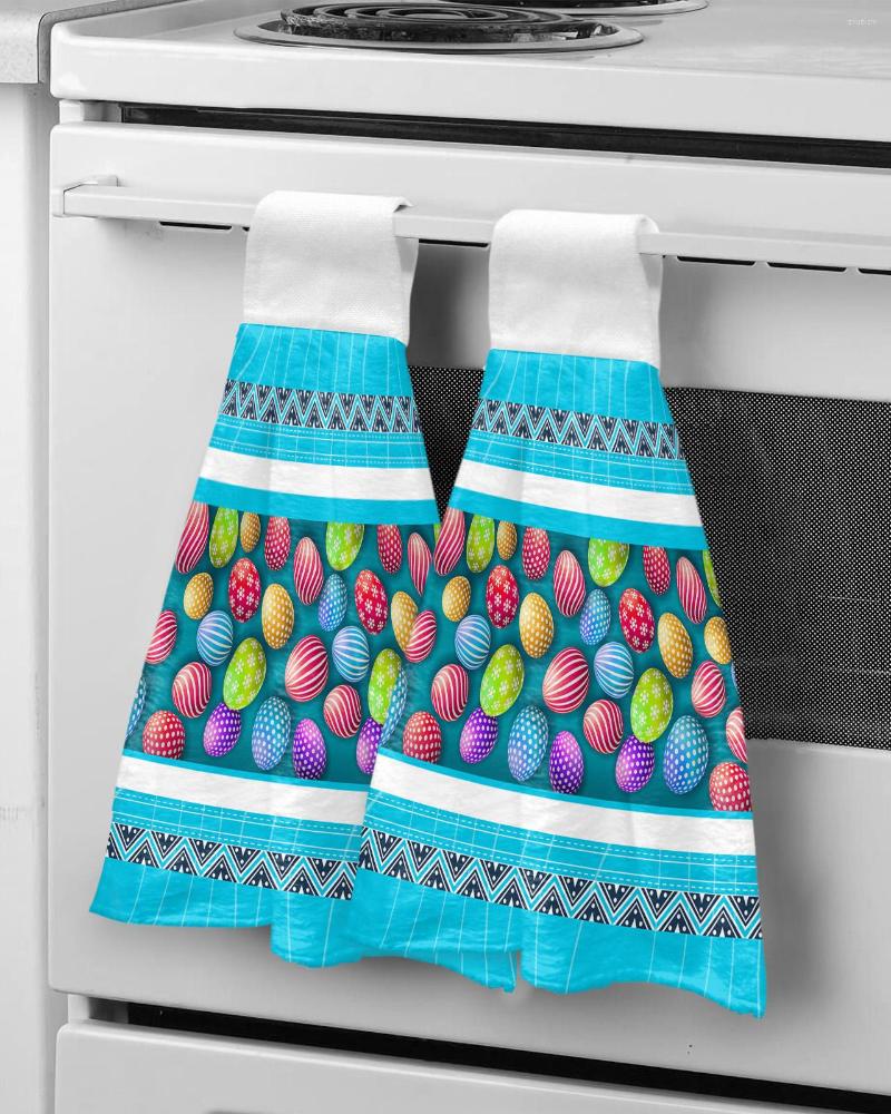 Toalla Huevos de Pascua Figuras geométricas Toallas de mano Cocina Baño Colgando Paño Microfibra absorbente suave de secado rápido