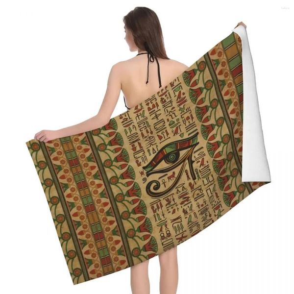 Serviette de plage égyptienne œil d'horus, séchage rapide, hiéroglyphes de l'egypte ancienne, serviettes de Sauna en microfibre Super douces pour salle de bain