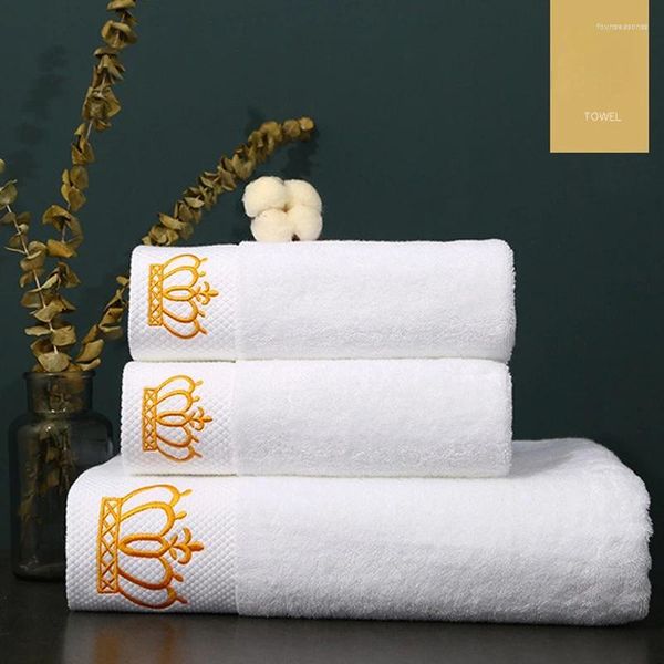 Serviette de bain brodée couronne blanche, 5 étoiles, serviettes El de qualité, débarbouillettes de salle de bain pour dames, lavage du visage doux