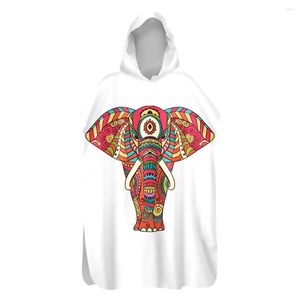 Serviette Ethnique Éléphant Mandala Séchage Rapide Adulte Enfant À Capuche Poncho Surf Sauna Spa Nager Plage Robe À Langer Sable Goutte Libre