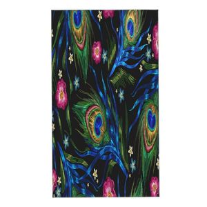 Handdoek gezicht groenblauw peacock veren en roze rozen bloemen bloemen zacht bad el spa gym sport hand handdoek handdoek de microfibra