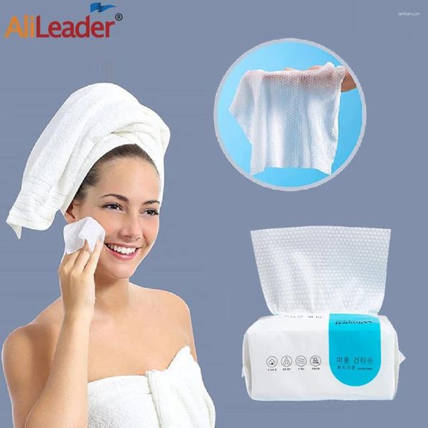 Serviette faciale séchée lingettes 100 comptes de lavage jetable visage tissu de coton pour le maquillage de soins de la peau nettoyant