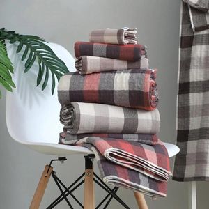 Handdoek Fashion Face Plaid Printing Gauze Bath Winter binnen Bathing Badkameraccessoires