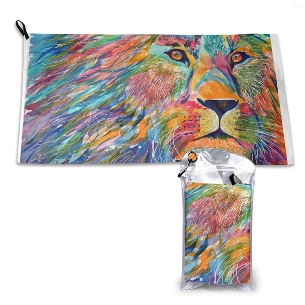 Serviette Fierce Lion Séchage Rapide Gym Sport Bain Portable Vecteur Mer Océan Marine Fond Maritime Yacht Transport Entreprise