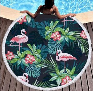 Serviette flamanto plage serviette serviette de pique-nique de pique-nique soleil imprimement fine fibre circulaire extérieur bord de mer colorée