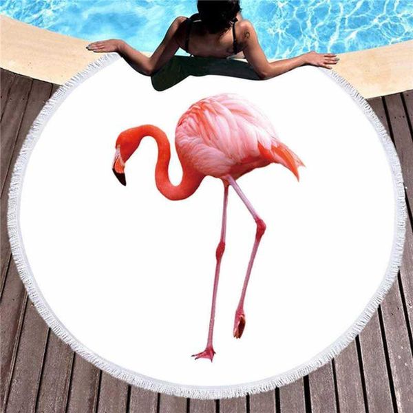 Serviette flamant rose imprimé microfibre plage pour adulte tapis de Yoga gland grand rond coton tapisserie décor à la maison couvertures