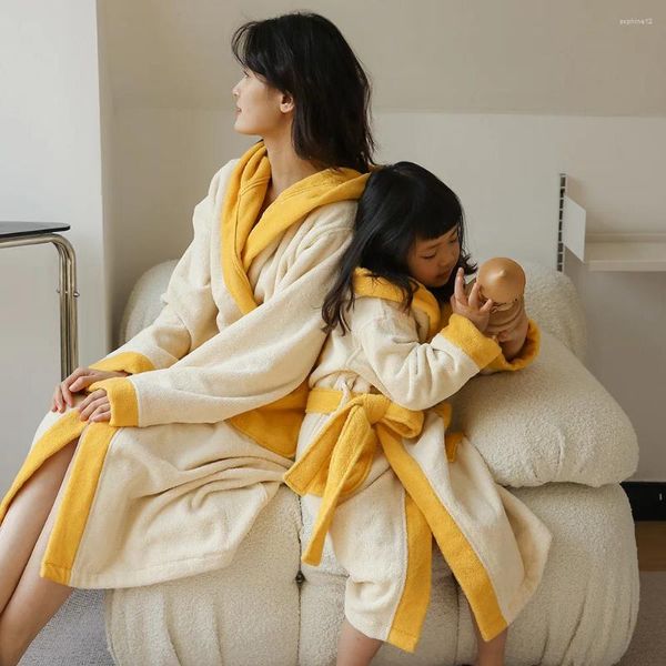 Serviette de bain floral robe dames enfants fille coton toison kimono vêtements kawaii peignoir épaissis