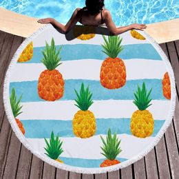 Handdoek fruit ananas ananas bad strand microfiber picknick deken tapijt tropische grote ronde handdoeken voor volwassenen servette de plage