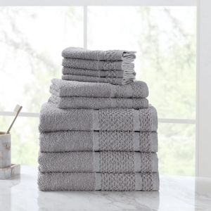 Ensemble de bain 10 pièces Towel G avec douceur et durabilité améliorées, gris