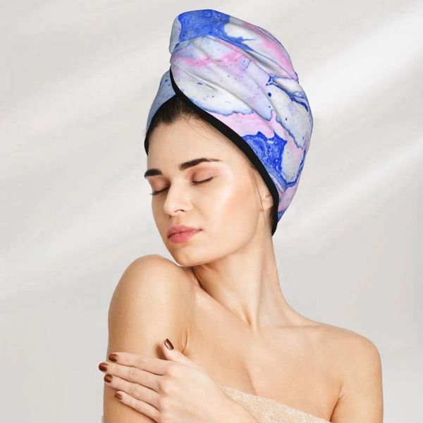 Serviette cheveux séchage du chapeau baignier en marbre rose baignier microfibertowel absorption turban