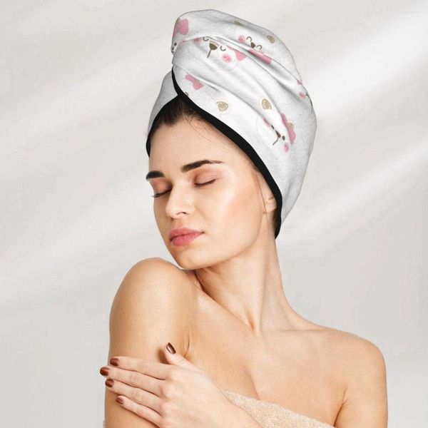 Serviette Fille Cheveux Séchage Chapeau Mignon Dessin Animé Ours Visage Cap Bain MicrofiberTowel Absorption Turban