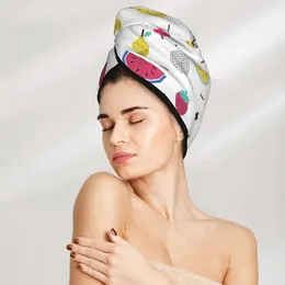 Toallel Gade de secado para el cabello linda sandía fresa y otras frutas de la tapa de la tapa de la tapa del turbante de absorción de microfibibra