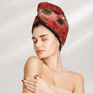 Serviette pour filles coiffure séchage chapeau rouges tournesols motifs de capuche bain microfibertowel absorption turban